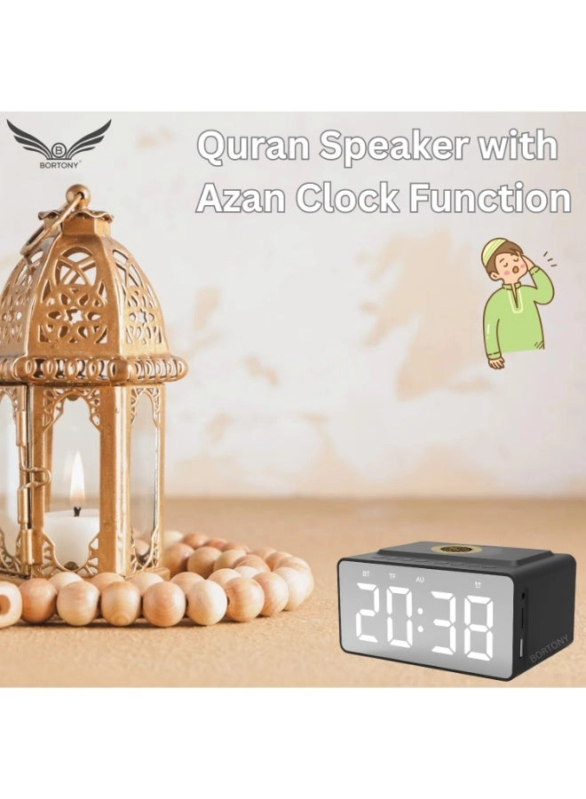 Digital Azan Clock Quran Speaker - Portable Bluetooth Remote and App Control
