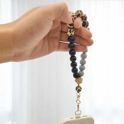 Beaded Phone Bracelet Strap - 2 Pcs Patches Black