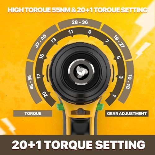 Cordless Drill/Driver - 12V 3/8" Keyless Chuck 20+1 Torque