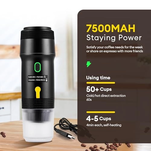 Portable Coffee Maker - 60 Milliliters Ground Coffee /Starbucks Pods/DG capsules/Nespresso original