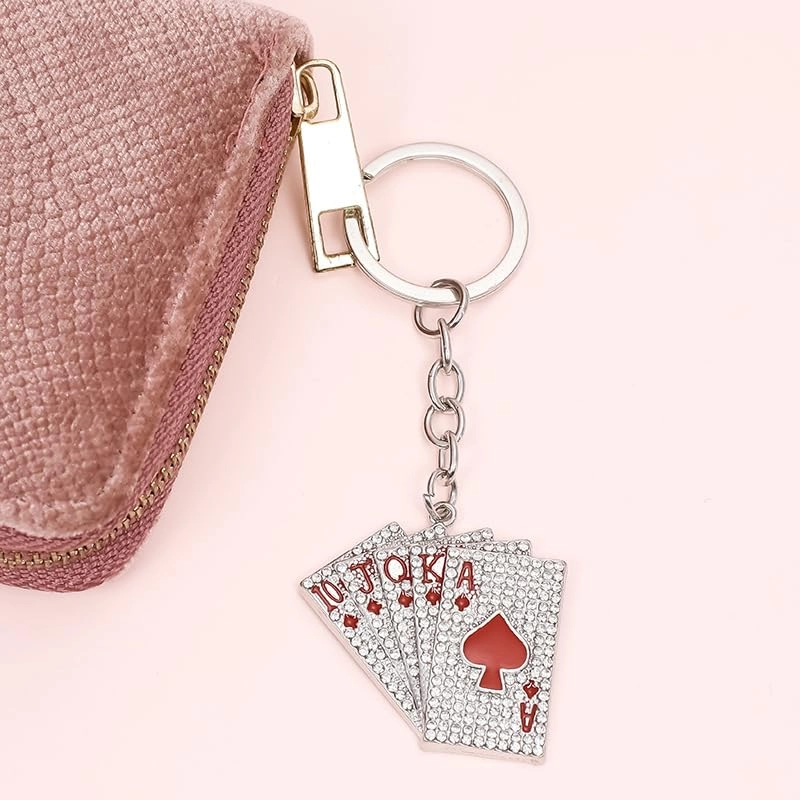 Poker Hand Playing Cards Keychain - Royal Flush