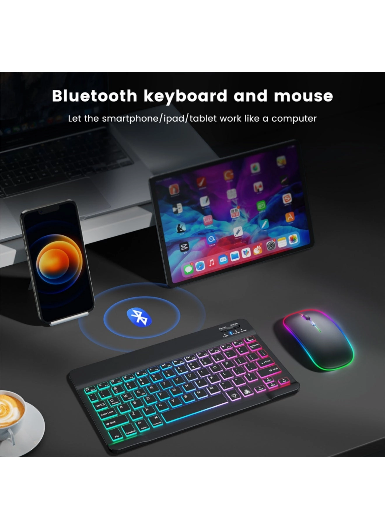 Bluetooth Keyboard and Mouse - AR/EN Wireless