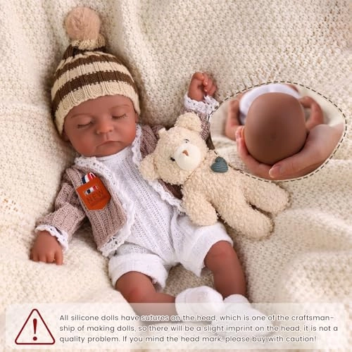 Reborn Baby Doll - 12inch Full Body Silicone Black Ages 3+