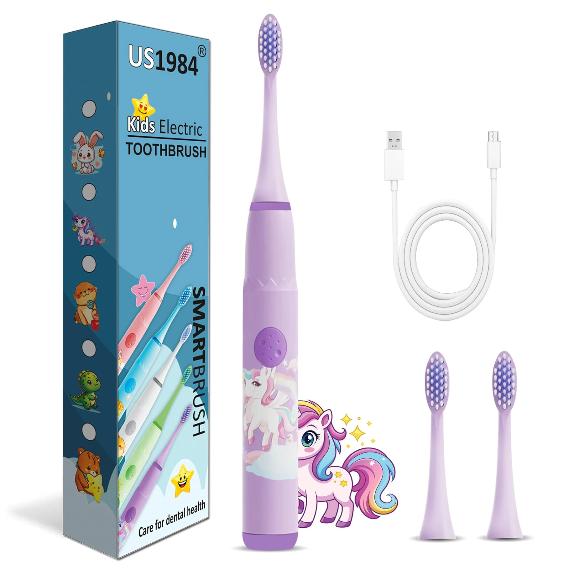 Sonic Electric Toothbrush - 4 Modes 3 Brush Heads Rechargeable