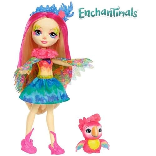 Peeki Parrot Doll - 6-inch + Sheeny Animal Figure - parrot friend