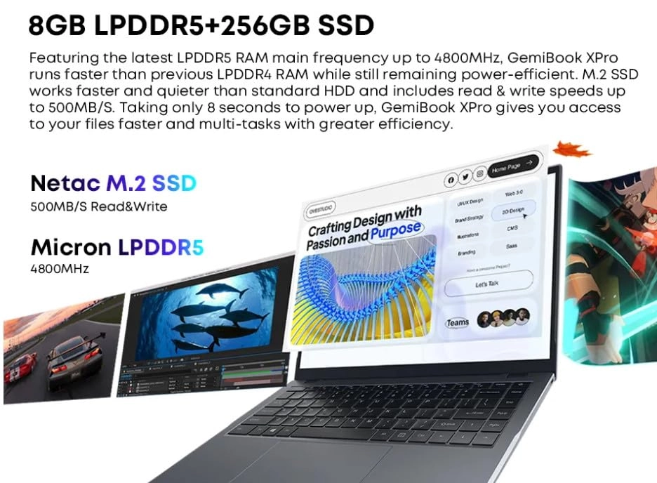 GemiBook XPro - 14.1'' N150 8GB DDR5 256GB SSD