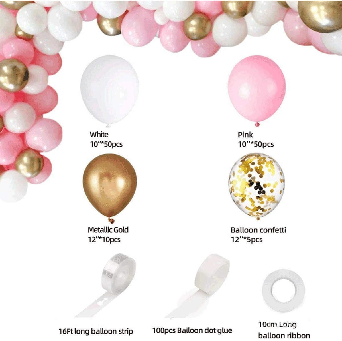 Pink Balloon Arch Garland Kit - 124 Pieces