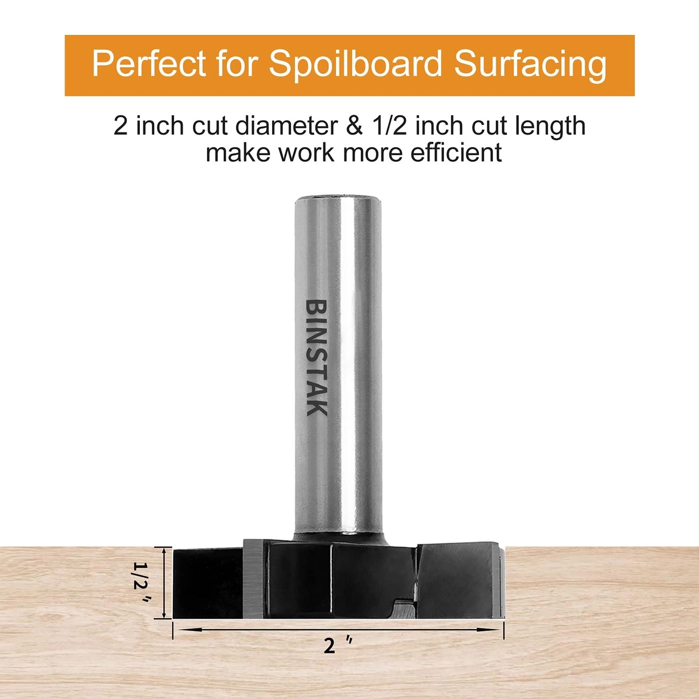 CNC Spoilboard Surfacing Router Bit - 2" 1/2"