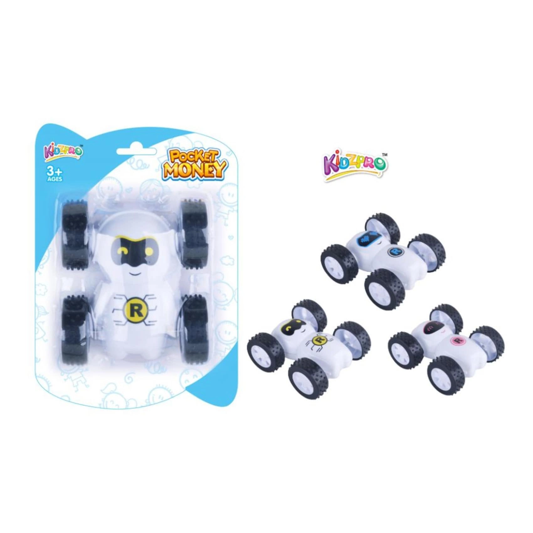 Kidzpro Pocket Money Friction Robot Stunt Car - White