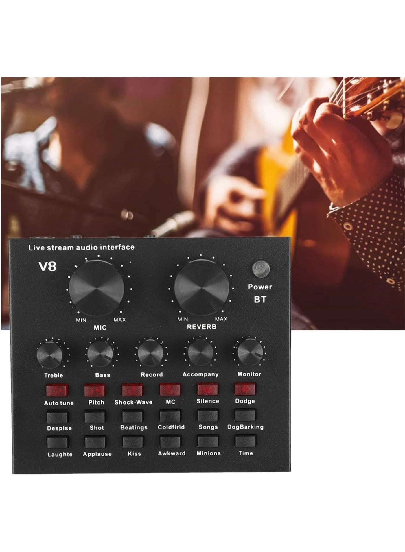 V8 Audio Mixer Sound Card - Bluetooth 5.0 112 Sound Effects