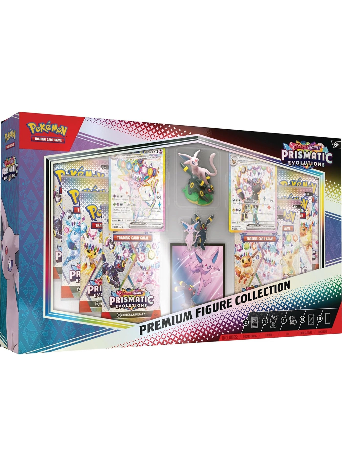 Scarlet & Violet—Prismatic Evolutions Premium Figure Collection - 11 booster packs 65 card sleeves
