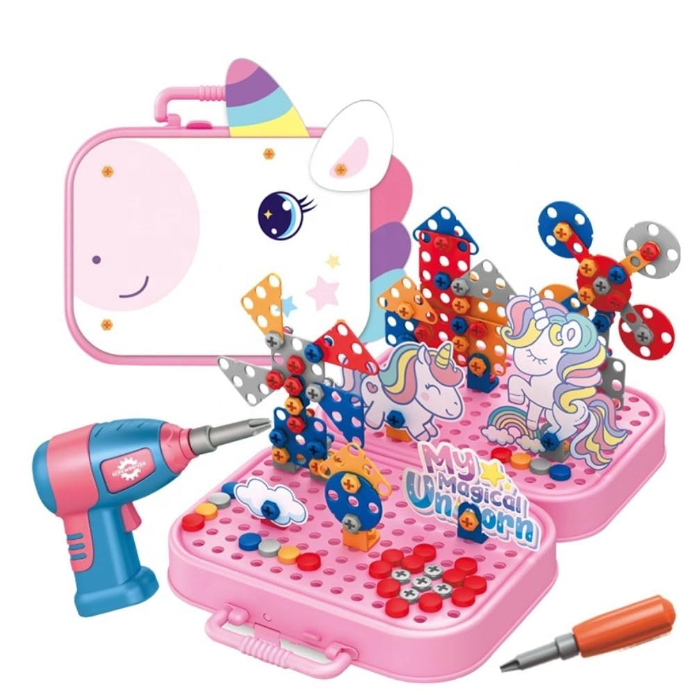Happy Hues Diy Electric Drill Screw Tool Set - Unicorn Design 228Pcs