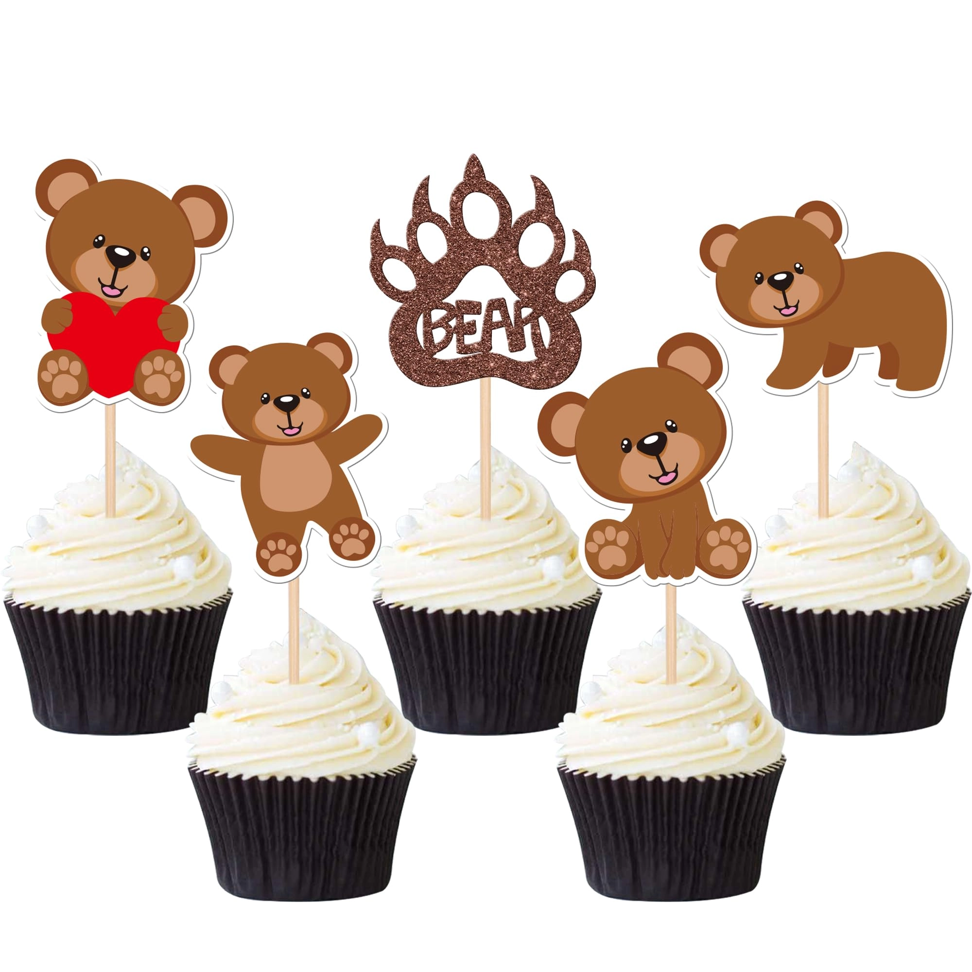 zhuoweism We Can Bearly Wait Cupcake Toppers - 24 pcs Baby Shower Birthday
