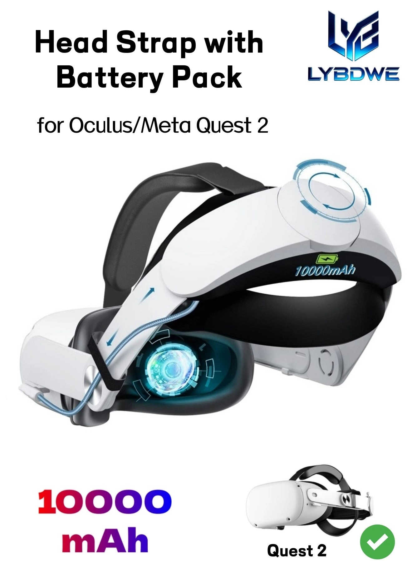 Battery Head Strap for Oculus/Meta Quest 3/3S