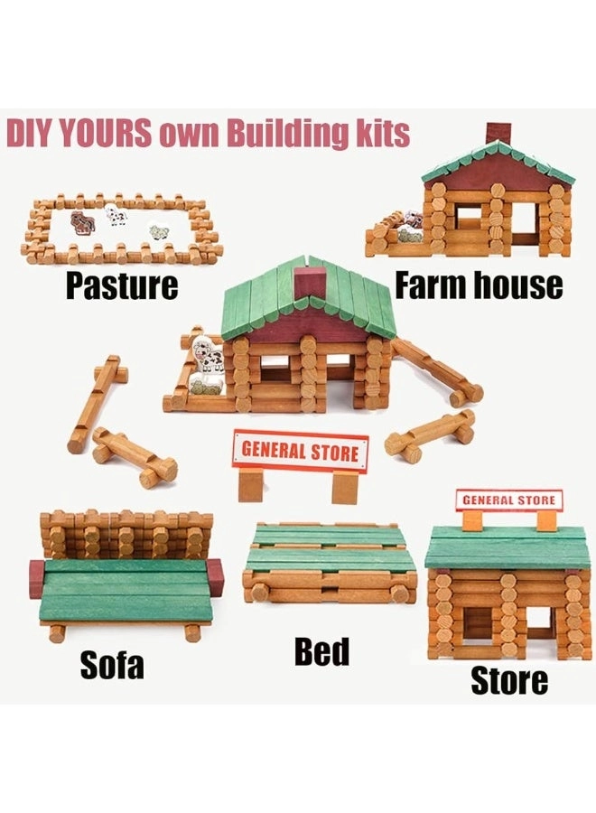 Joqutoys Classic Building Log Toys - 170 PCS Wood Logs
