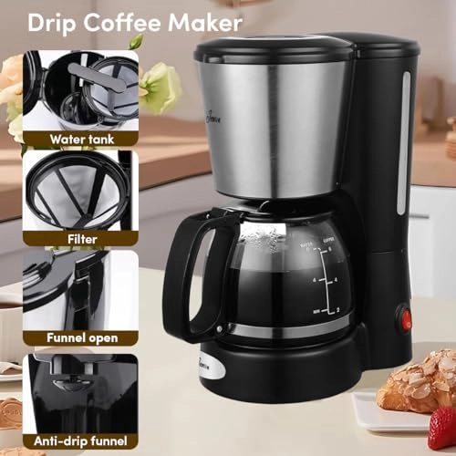 Filter Coffee Machine - 1.5L 12 Cups Permanent Filter