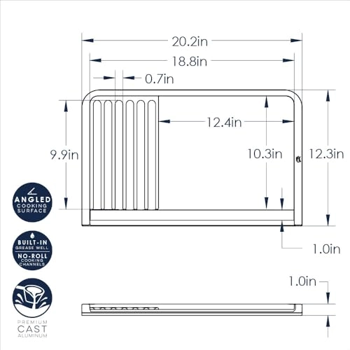 Basalt Dual Top Grill Griddle - two zone(s) 18.8 x 10.3 inches