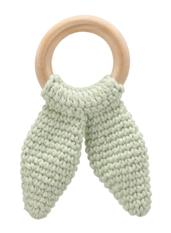 Amigurumi Wooden Ring Teether - Beech wood 100% Cotton Yarn