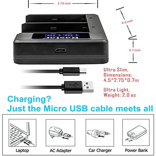 LP-E6 - 2950mAh + LKD2 USB Charger - LCD Dual