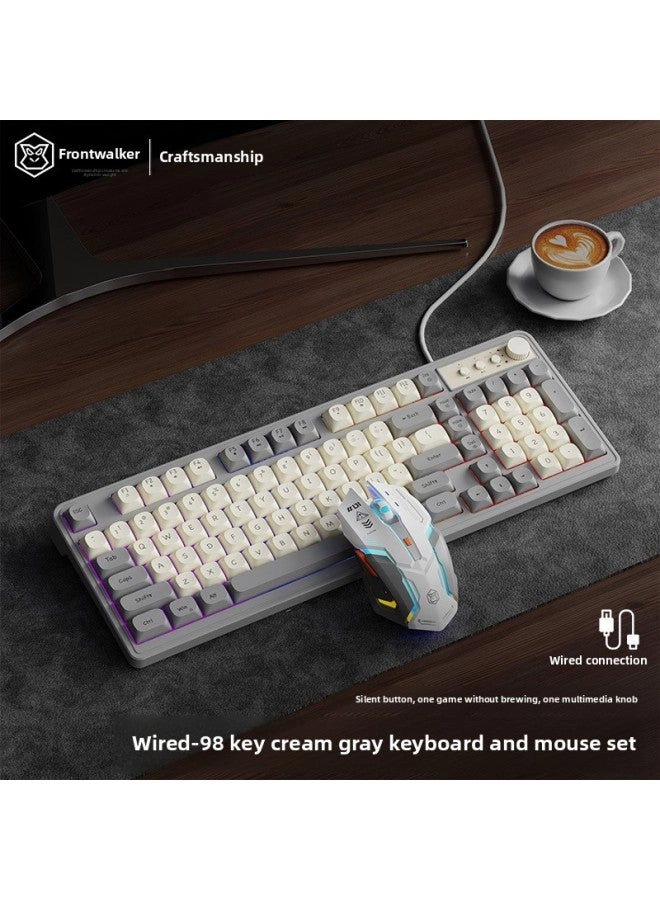 Mechanical Feel Keyboard And Mouse - Wired