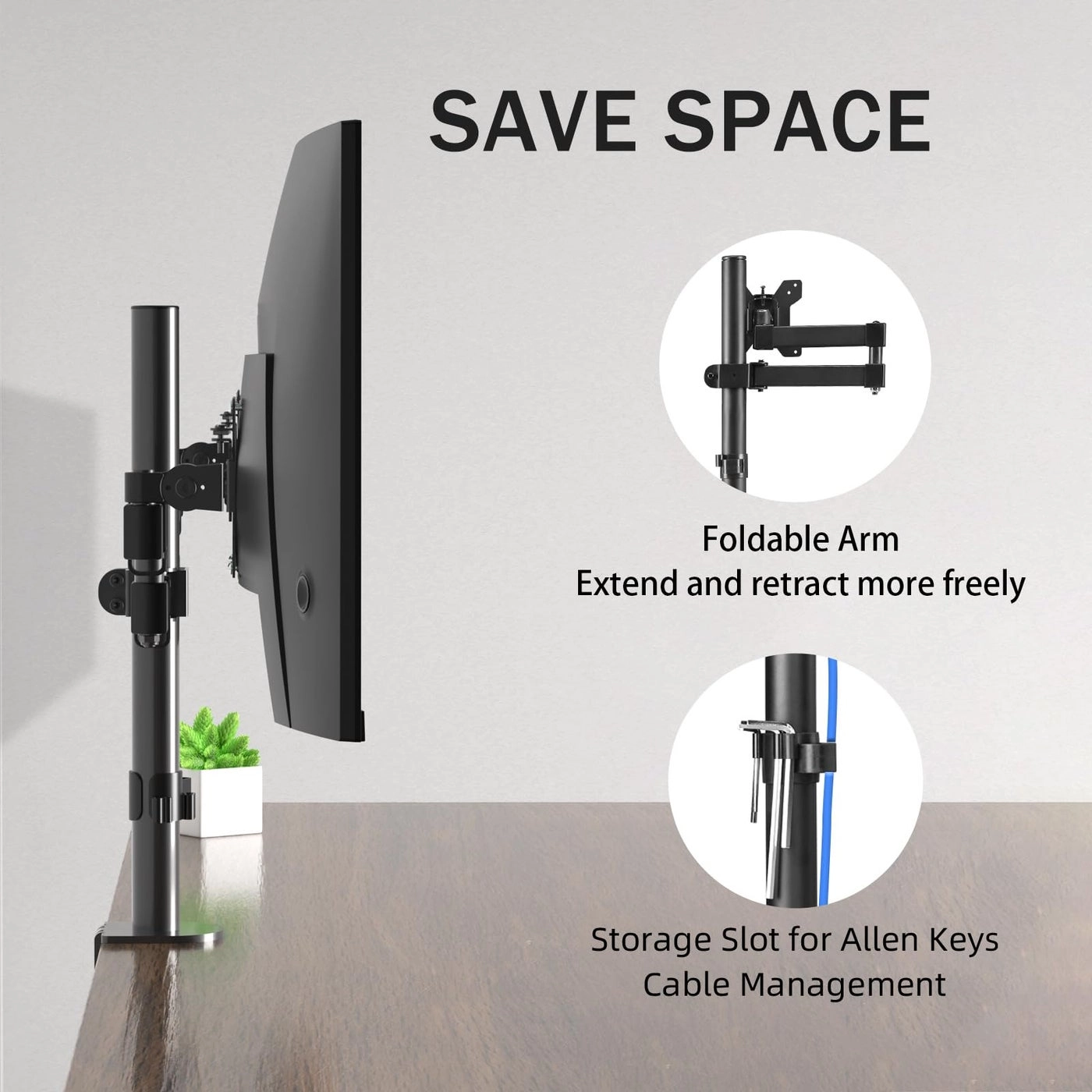 Dual Fully Adjustable Monitor Arm Stand Mount - two 13-27 inch VESA 100 x 100mm and 75 x 75mm