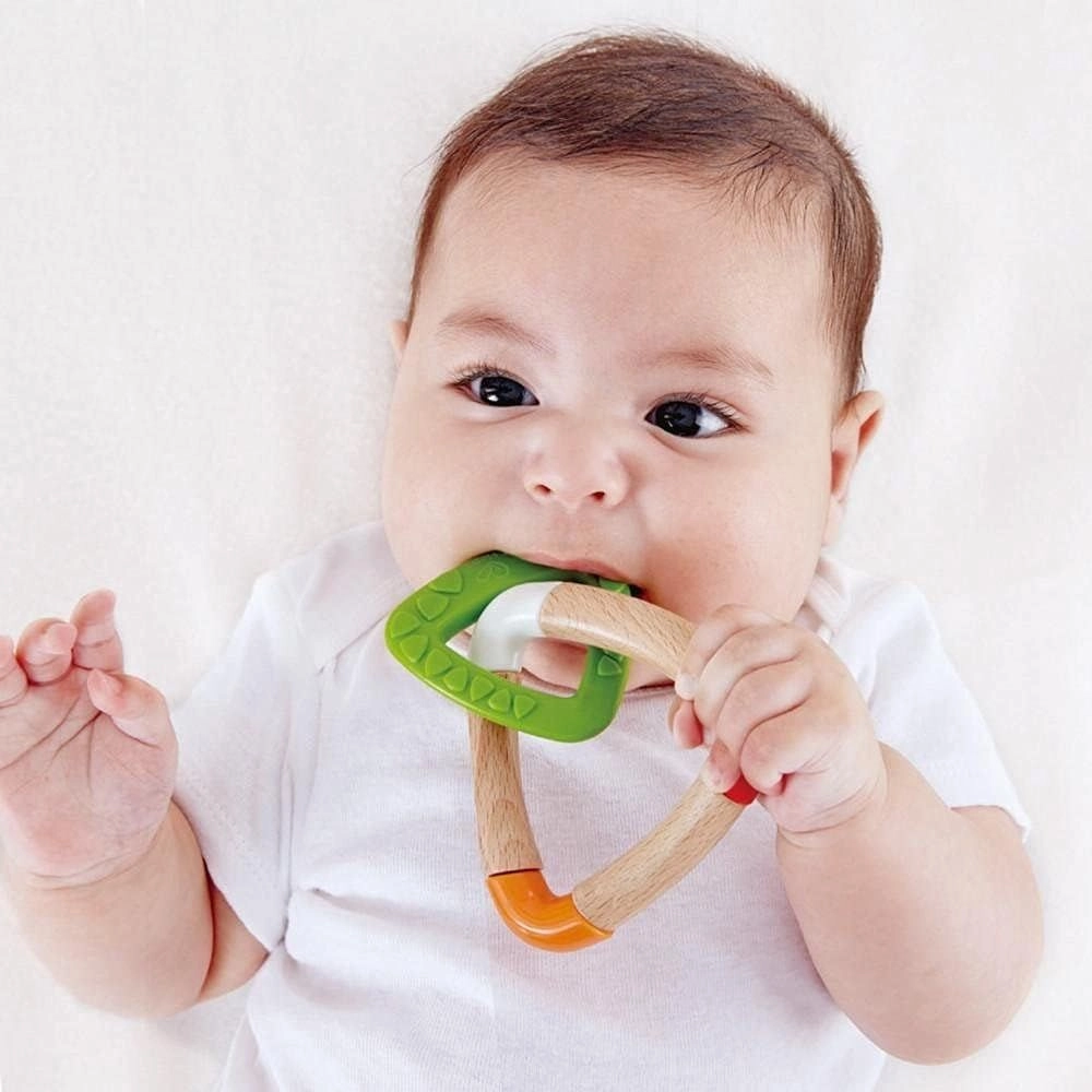 Double Triangle Teether - BPA-free silicone Wooden handle
