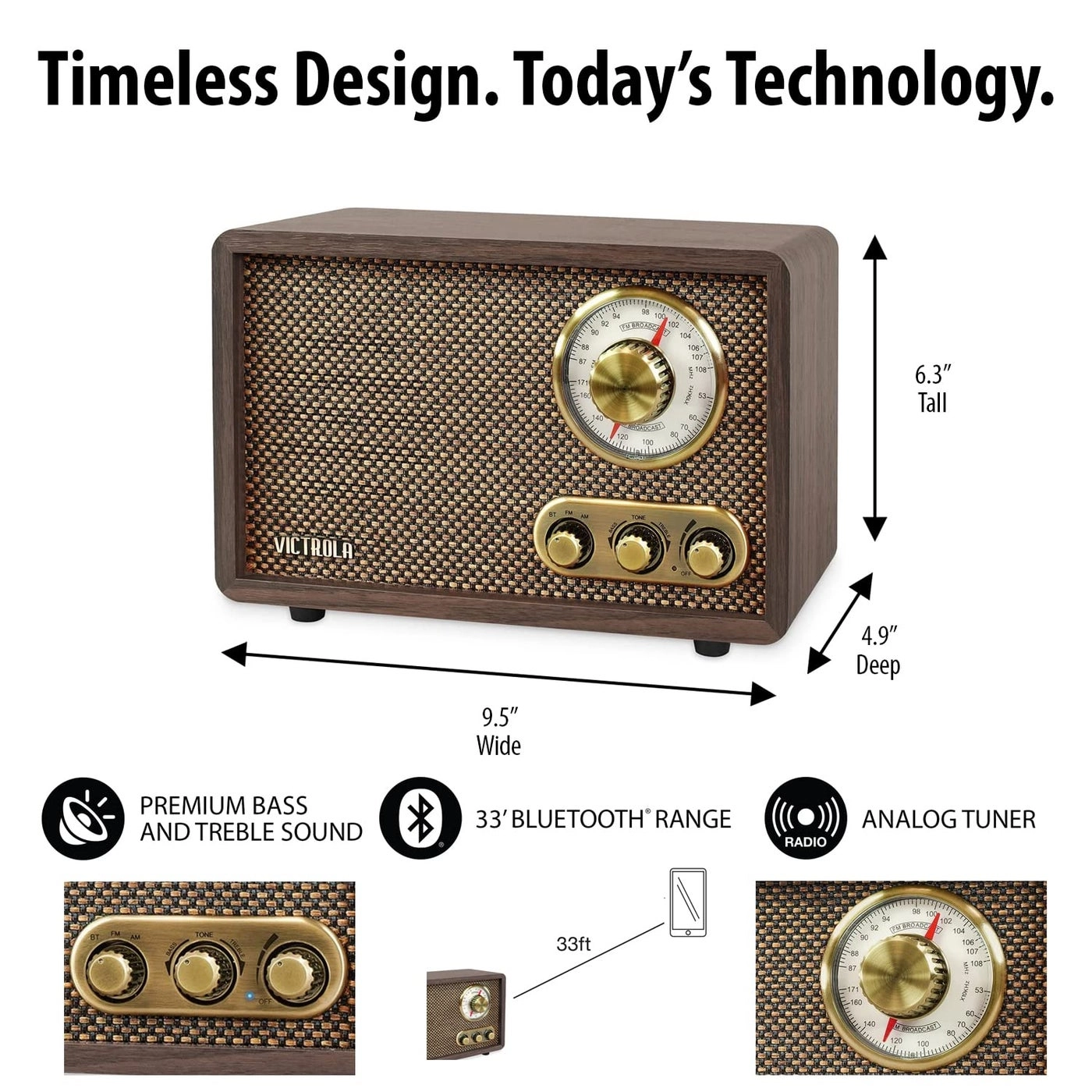 Retro Wood Bluetooth AM/FM Radio
