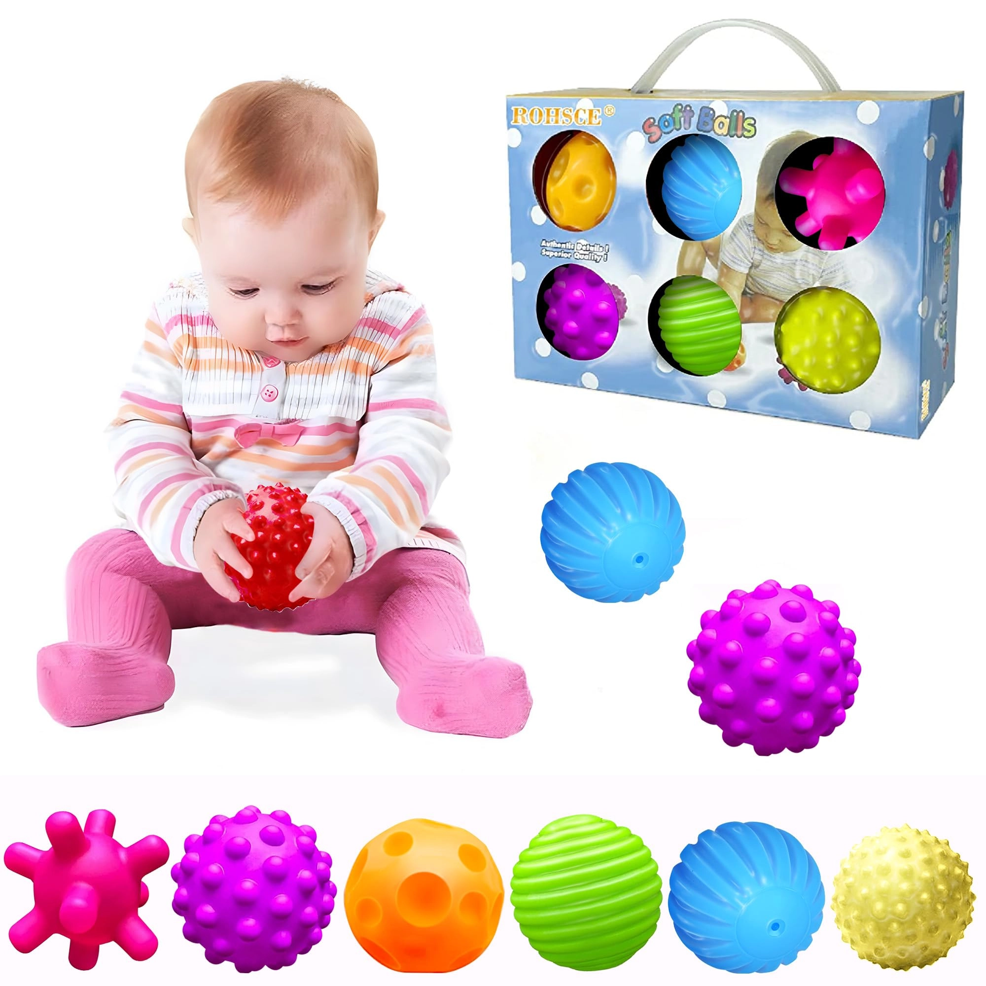 ROHSCE Textured Multi Sensory Toys Massage Ball - 6 to 12 Months
