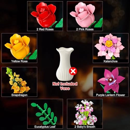 Flower Bouquet Building Set - 860 pcs