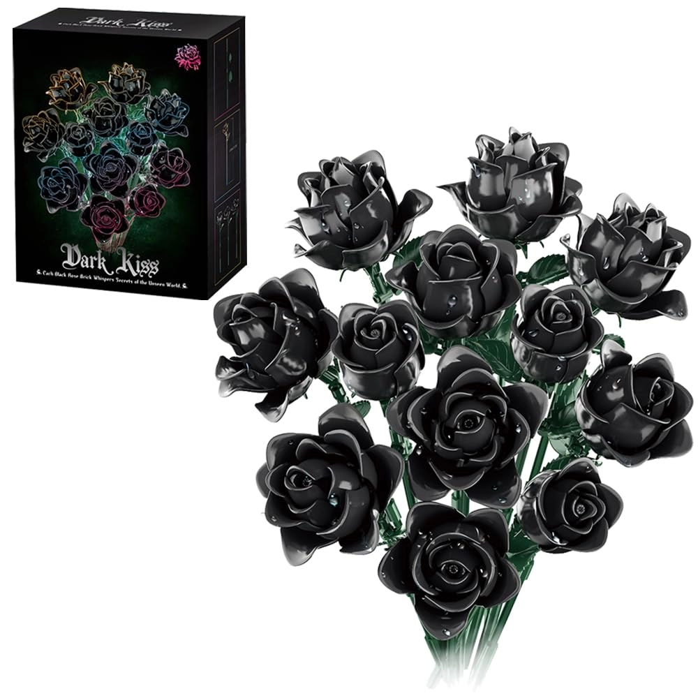 DUANT Dark Rose Building Blocks Flower Set - 585 pcs