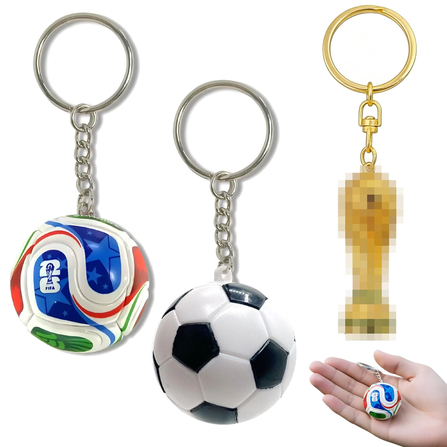 zhongko Football Keyrings Set - 3 Pcs PU Multicolour