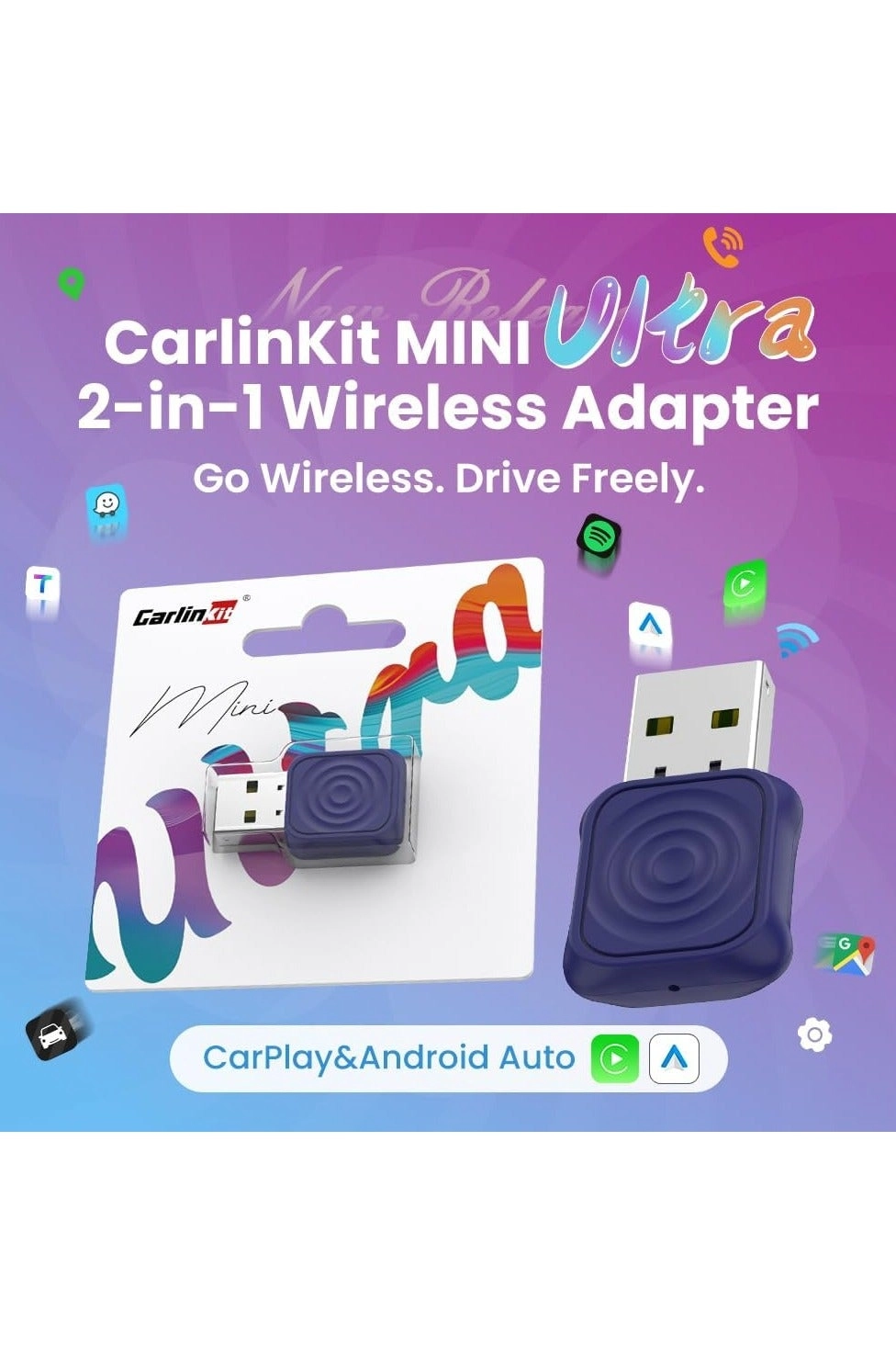 3.0 Wireless CarPlay Adapter - VW Audi Ford Sync 3 Mazda Mercedes Honda Chevy Subaru Porsche Hyundai Kia Lexus Gmc Acura