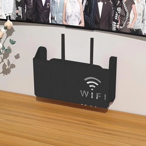 WiFi Router Wall Mount Box - 24.5 x 6 x 14 cm Black