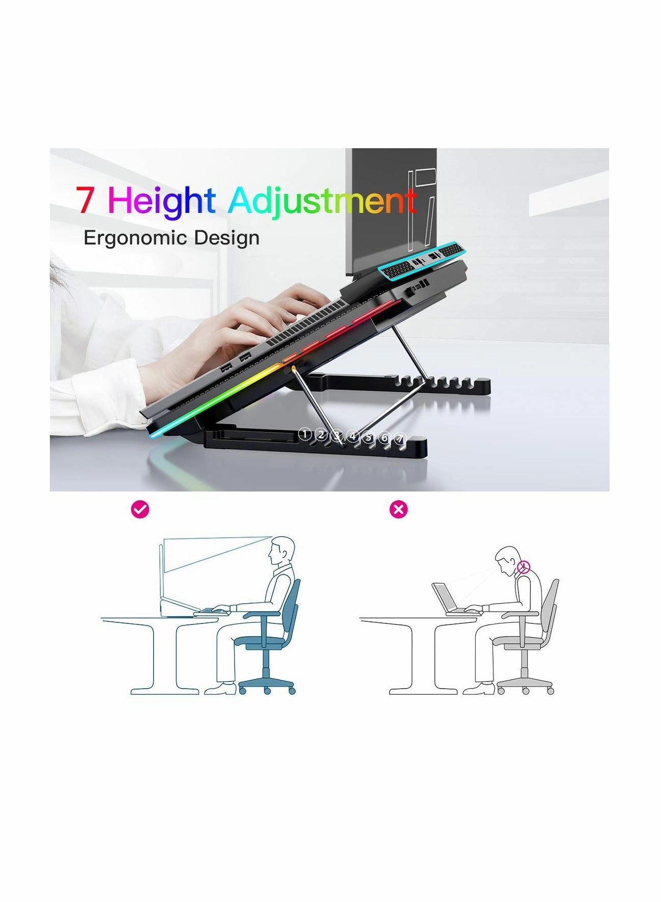 RGB Laptop Cooling Pad - 15-19in