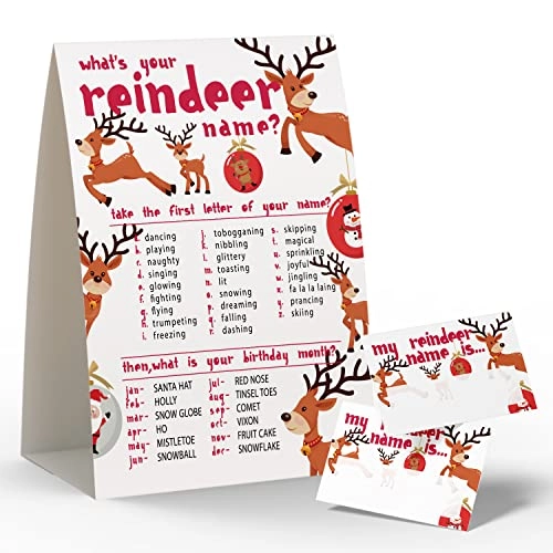 What's Your Reindeer Name - 50 name tag stickers