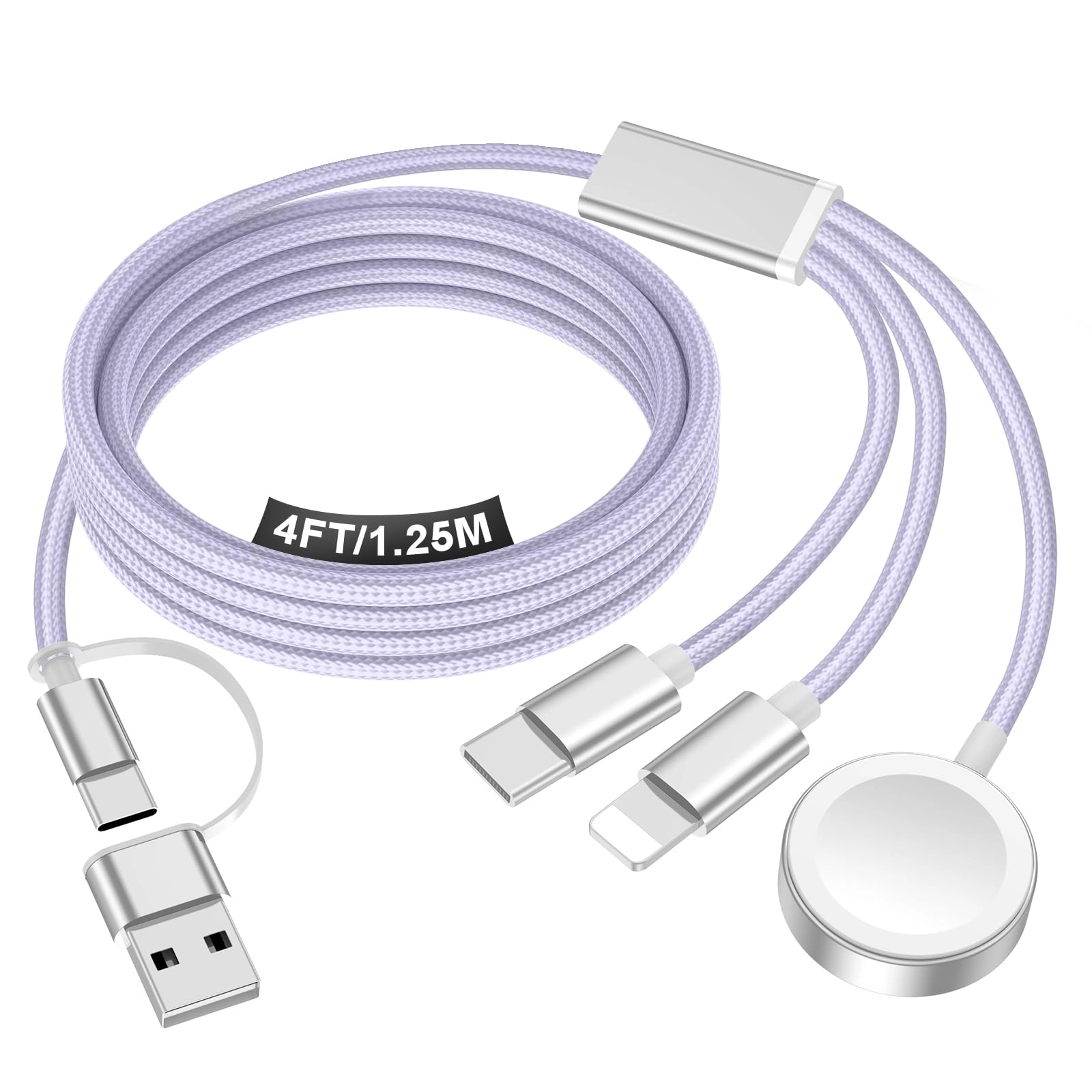 xiwxi 3 in 2 Magnetic Fast Charging Cable USB Type A to USB Type C Cable 1.25m