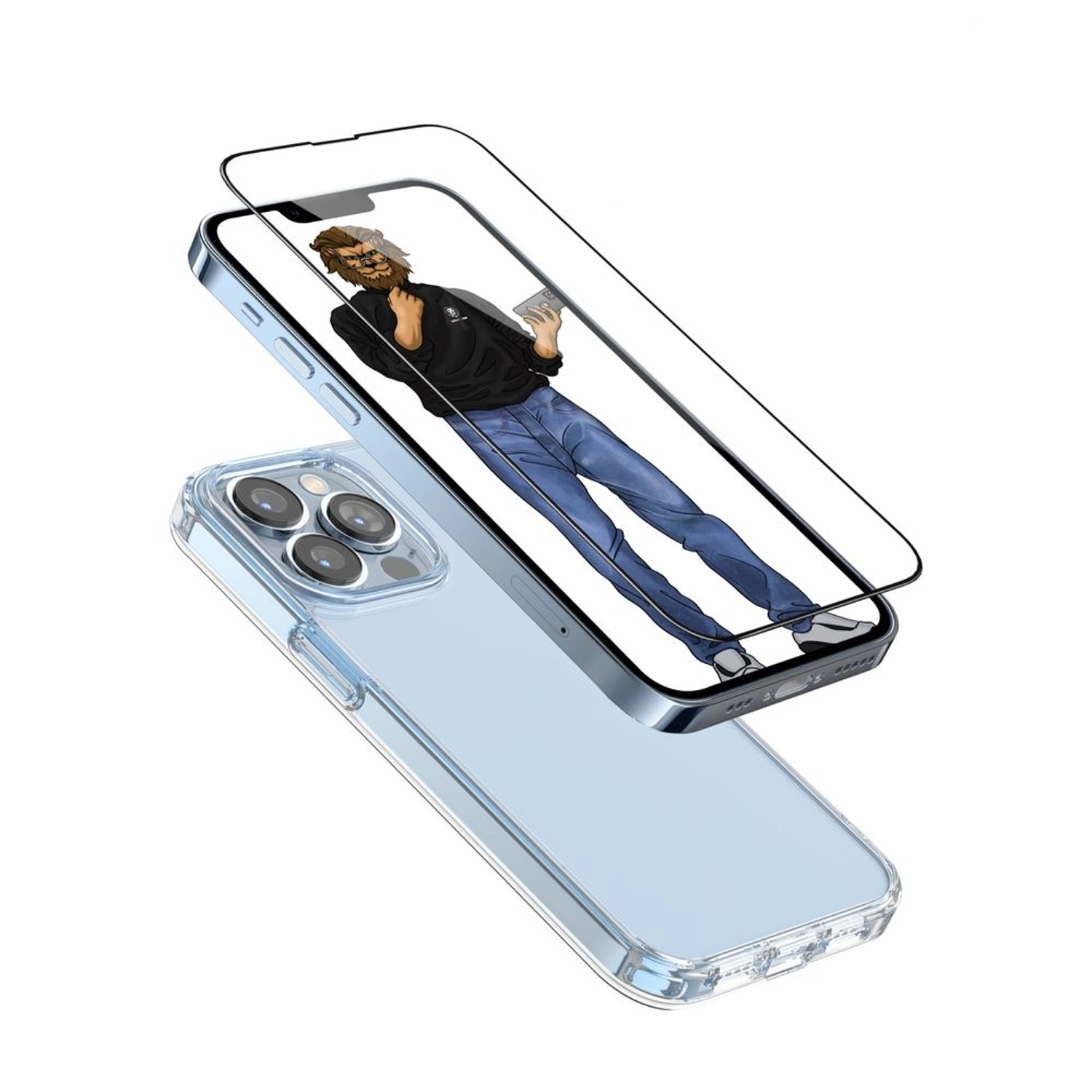 Screen Protector with Case - Tempered Glass Front And Back Case for iPhone 13 Pro Max