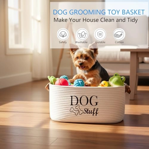 Dog Toy Storage - 15" Lx 12.5" W x 7" H Beige