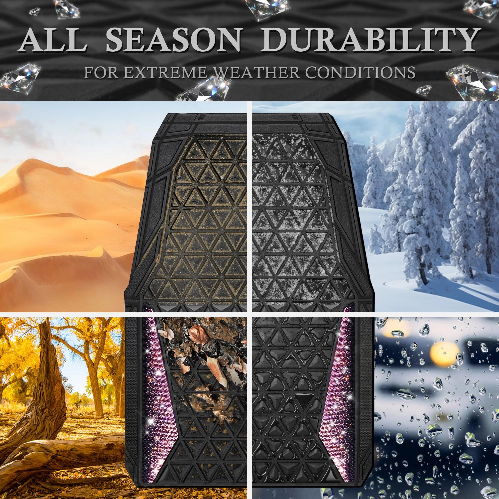 Bling Diamond Car Mats - 4.0 Count Universal Fit