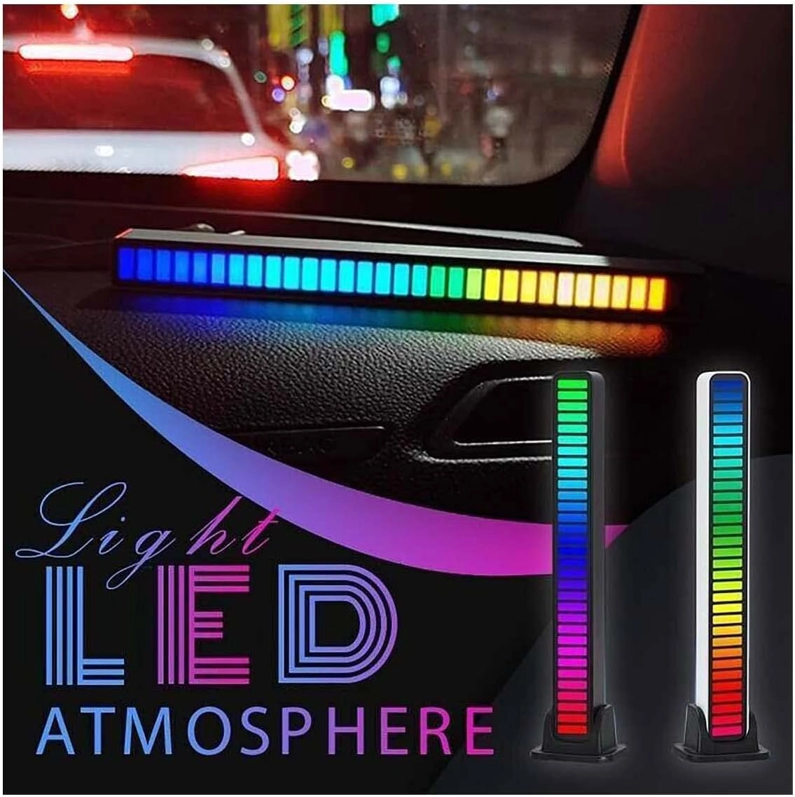 woobles RGB Sound Reactive LED Light Bar - White Black Silver