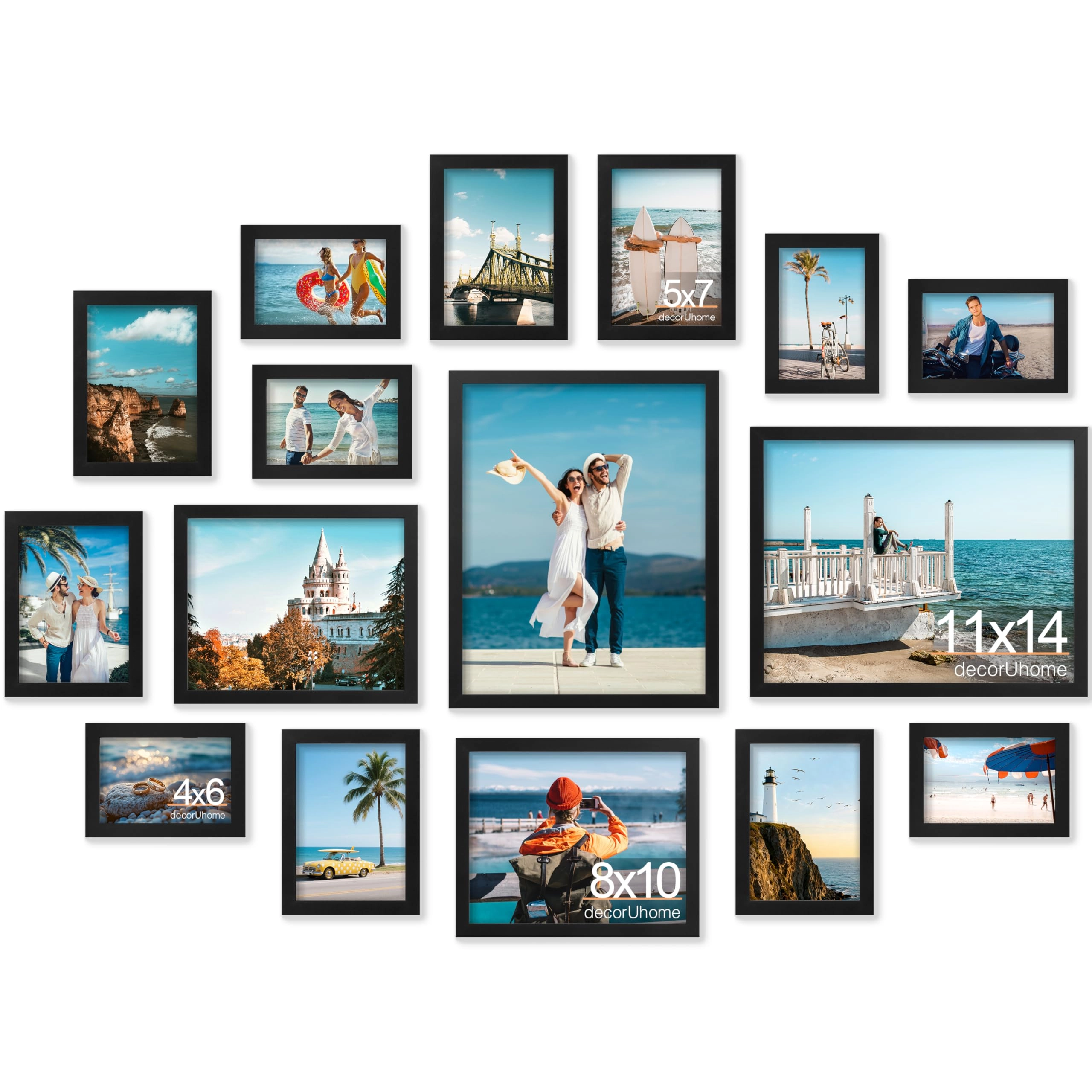 decoruhome Assorted Picture Frames Collage Wall Decor - 11x14 8x10 5x7 4x6