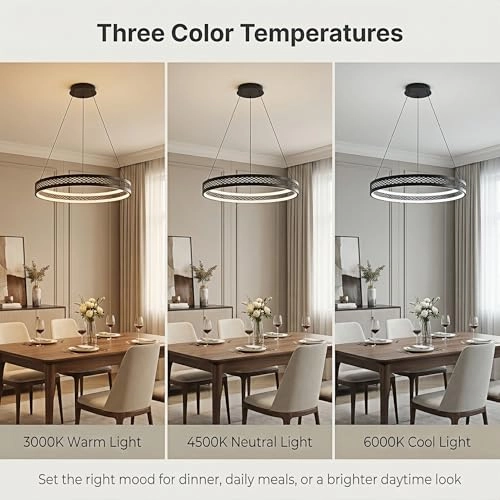 Single Ring White LED Chandelier - 3000K-6000K Dimmable