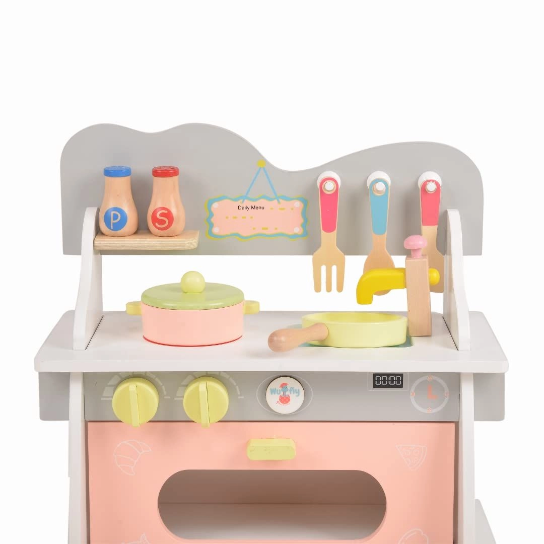 Kids Wooden Mini Kitchen Set - 14 Inch dolls (GB-MSN 21027AB)