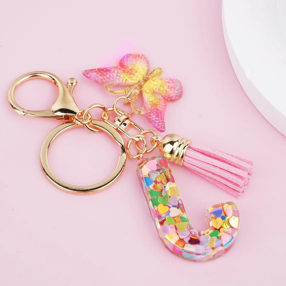 Initial Letter Keychain - Butterfly