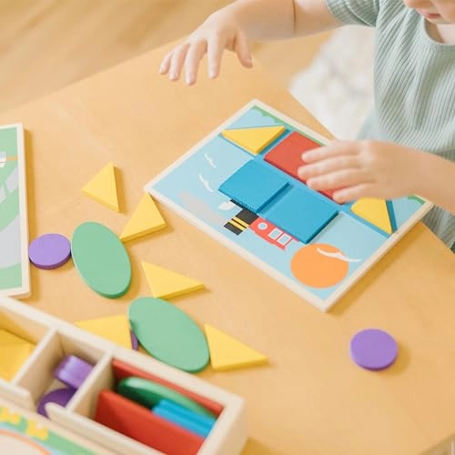Wooden Pattern Blocks - 3+ 30 pieces
