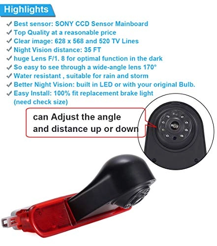 Brake Light Reversing Camera - Night Vision 628 x 586 pixels