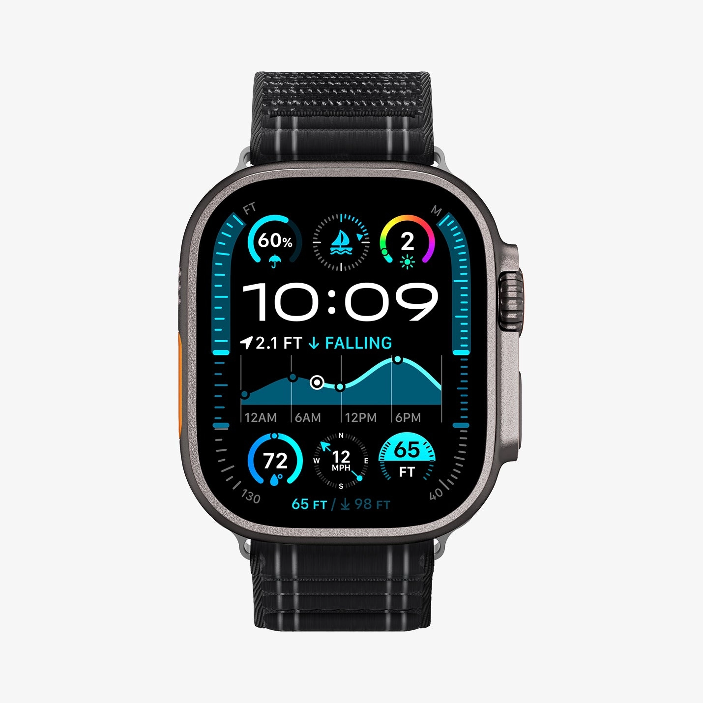 TPU Rugged Ultra Watch Band for Apple Watch 49/45/44mm (Matte Black)