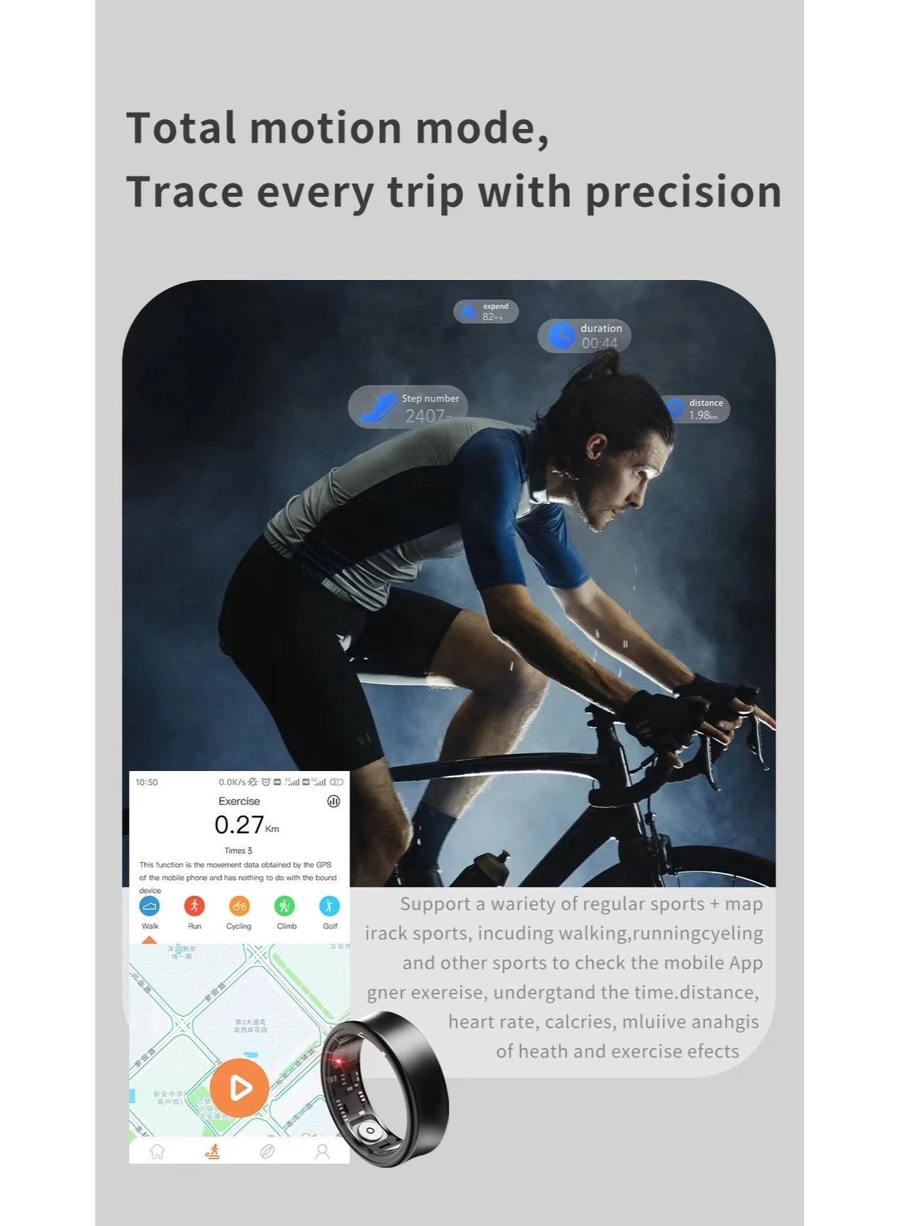 Smart Health Ring - Gold 24-hour Health Monitoring
