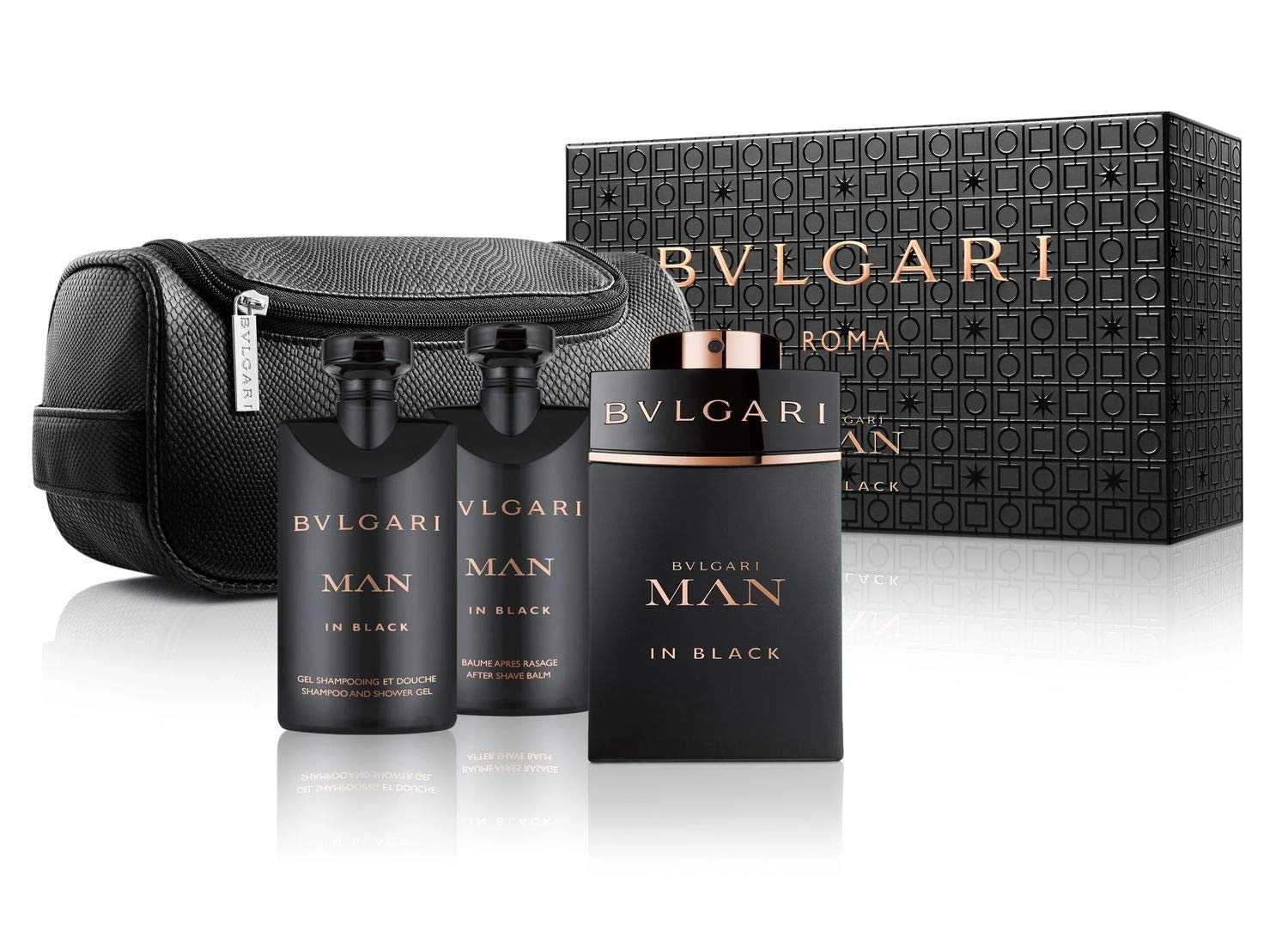 PerfumeWorldWide, Inc. Man In Black Eau de Parfum Spray + Man In Black After Shave Balm + Man In Black Shampoo And Shower Gel + Pouch - Eau de Parfum Spray 4 Piece
