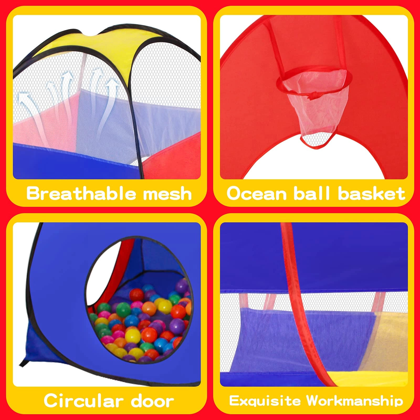 3 in 1 Ball Pit Set - 95 x 80 x 255 centimeters Play Tent